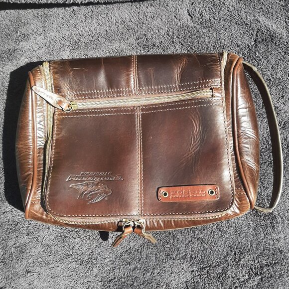 Fossil Men's Leather Hanging Toiletry Wash Bag Brown Travel Nashville Predators - Picture 6 of 13